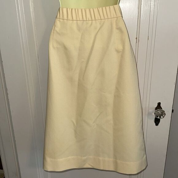 Vintage 70s/80s Koret light yellow pleat front straight knee length skirt - Picture 5 of 6